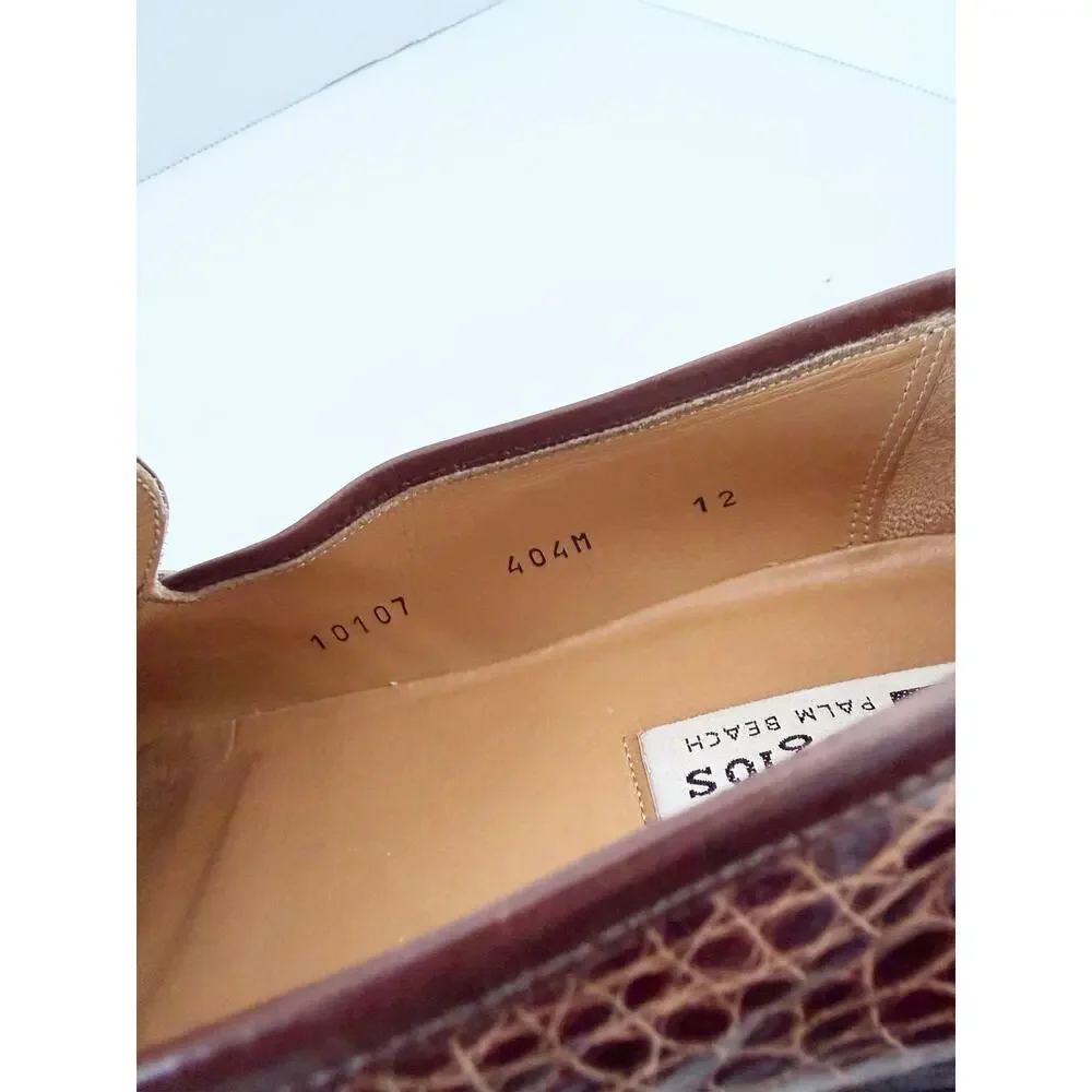 Giorgio’s Palm Beach Croc Leather Loafers Brown Men’s Size 12
